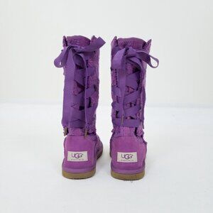UGG Australia Heirloom Laceup Boots LaceUp Purple Woven Knit Ribbon Lilac